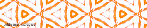 Orange medallion Seamless Border Scroll. Geometric