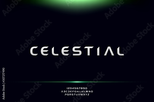 Celestial, Abstract technology science alphabet font. digital space typography vector illustration design