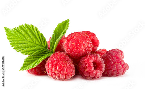 .raspberries on a white background