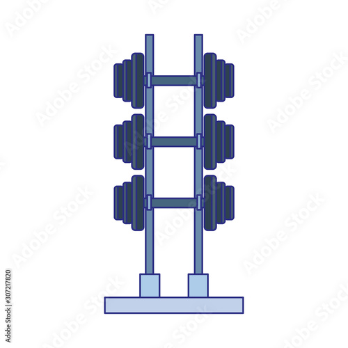 rack with gym dumbbells icon
