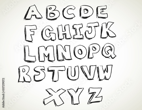hand drawn alphabet on White background 