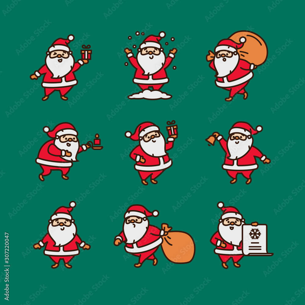 Vector Christmas characters icon set Vector Christmas characters icon set