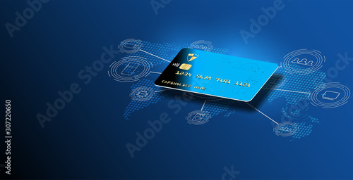 internet banking. online payment security transaction, credit card. protection shopping online payment security transaction via credit card. protection shopping wireless pay,  receipt isometric vector