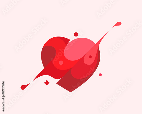 Heart vector colorful modern minimal style illustration. Love icon logo splash concept explosion with drops. Saint Valentine vector logo emblem symbol logotype