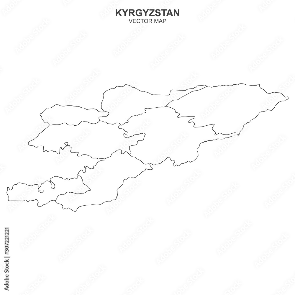 political map of Kyrzyzstan isolated on white background