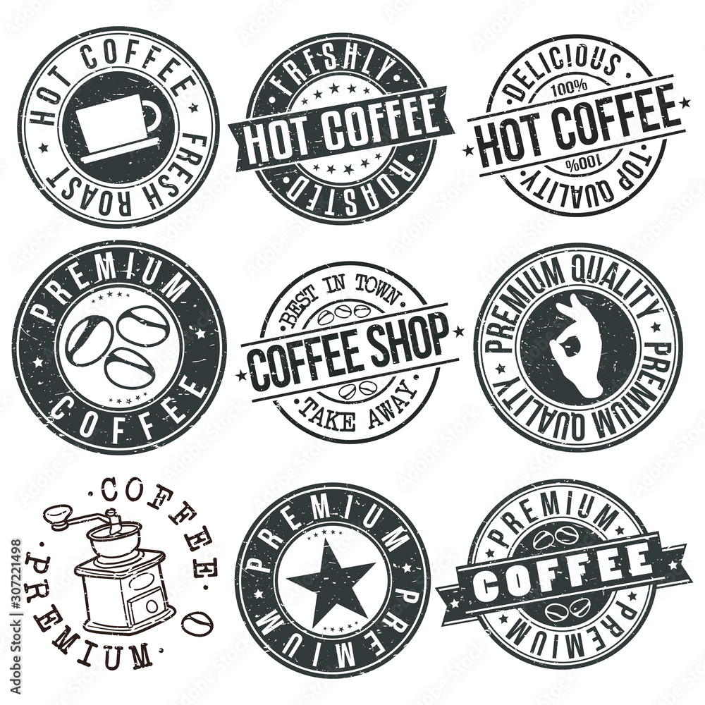 Premium Coffee Quality Original Stamp Design Vector Art Round Seal