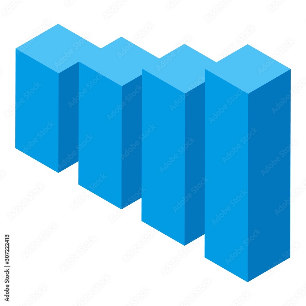 Blue graph bar icon. Isometric of blue graph bar vector icon for web design isolated on white background Blue graph bar icon. Isometric of blue graph bar vector icon for web design isolated on white background