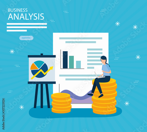 Workflow and businesswoman design, Infographic data information business analytics and visual presentation theme Vector illustration