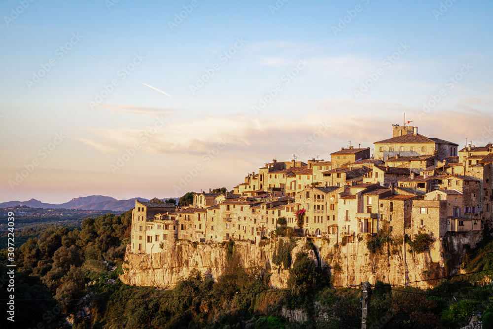 Tourrettes-sur-Loup a perched village at sunrise Tourrettes-sur-Loup a perched village at sunrise
