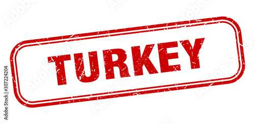 Turkey stamp. Turkey red grunge isolated sign
