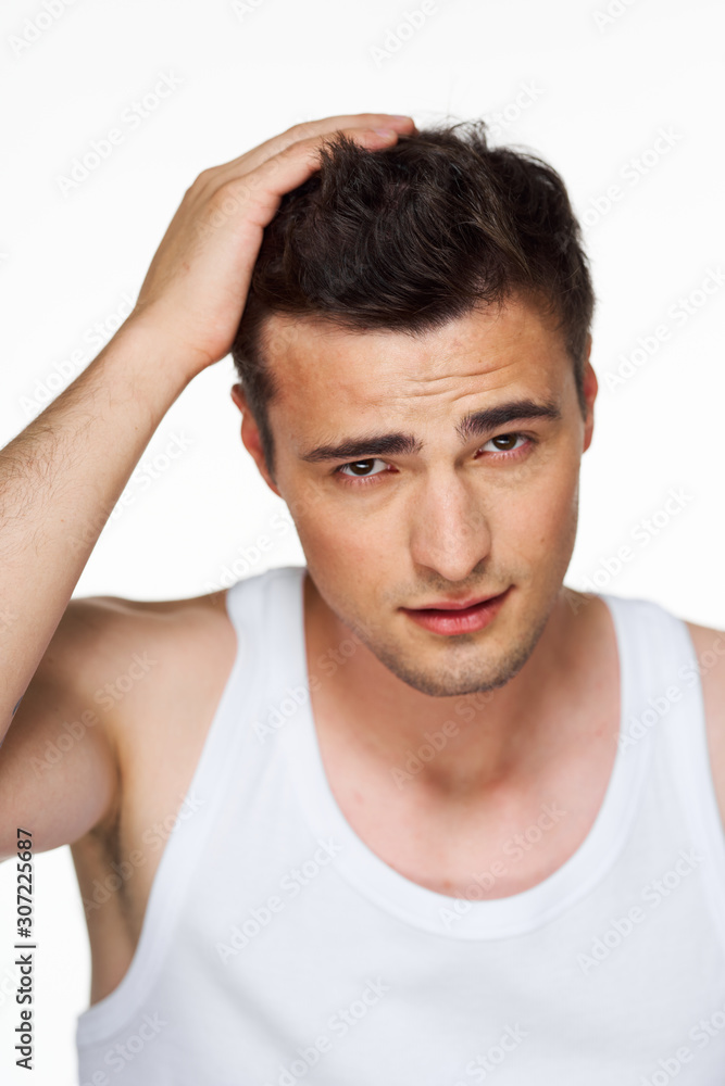 portrait of young man isolated on white background portrait of young man isolated on white background