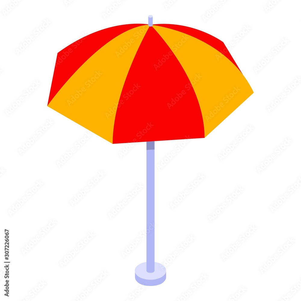 Beach umbrella icon. Isometric of beach umbrella vector icon for web design isolated on white background