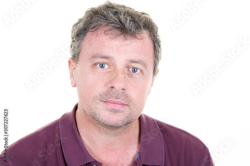 Portrait of happy handsome blue eyes man smiling