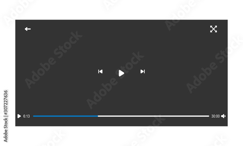 Blank video screen. Video player interface. Vector illustration