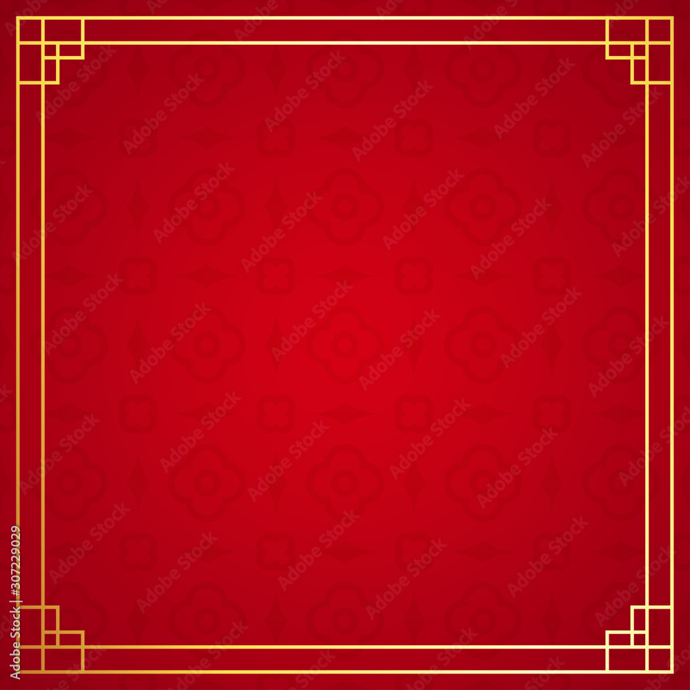 Oriental chinese border ornament on red background, vector illustration Oriental chinese border ornament on red background, vector illustration
