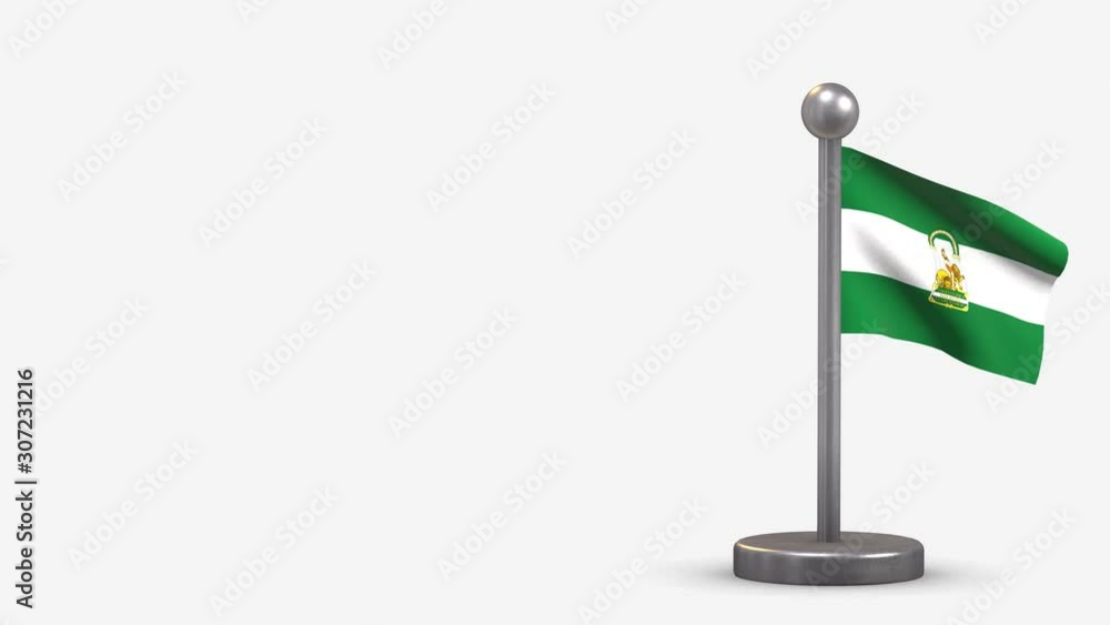 Andalusia 3D waving flag animation on tiny flagpole.