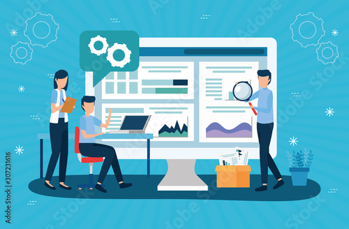 Workflow design, Infographic data information business analytics and visual presentation theme Vector illustration