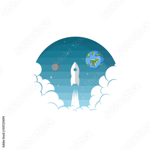 space exploration shuttle ship logo icon sign vector