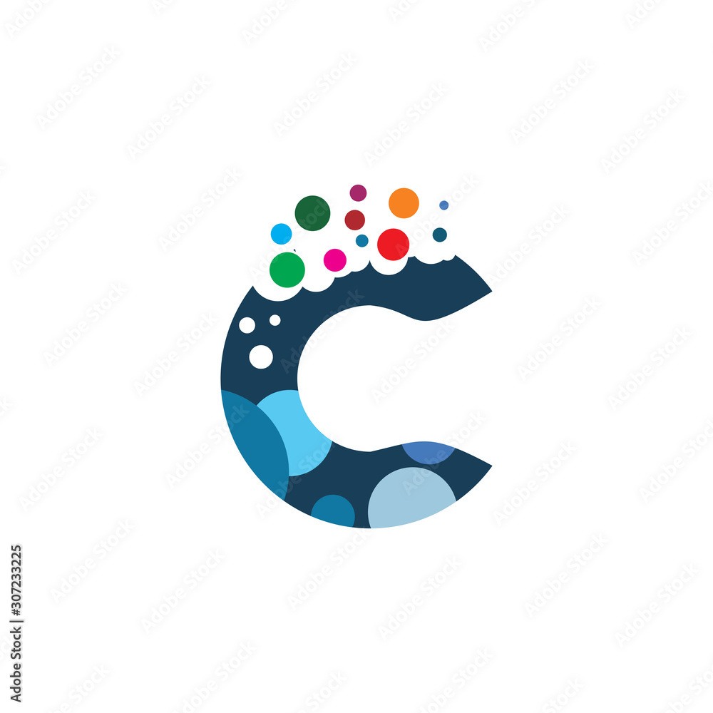 color creative bubble c logo design
