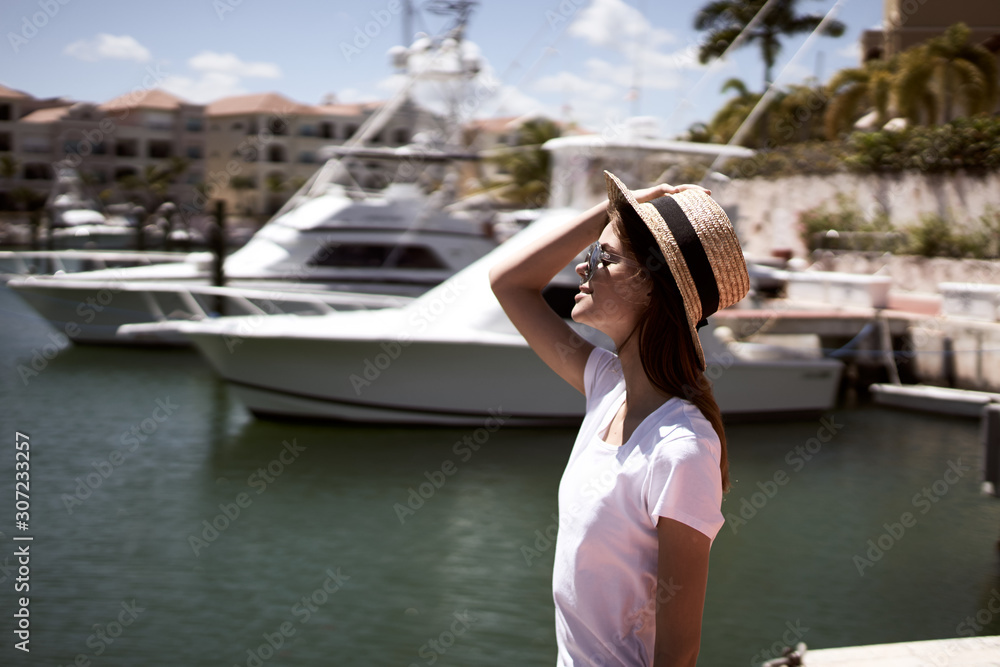 young woman on yacht