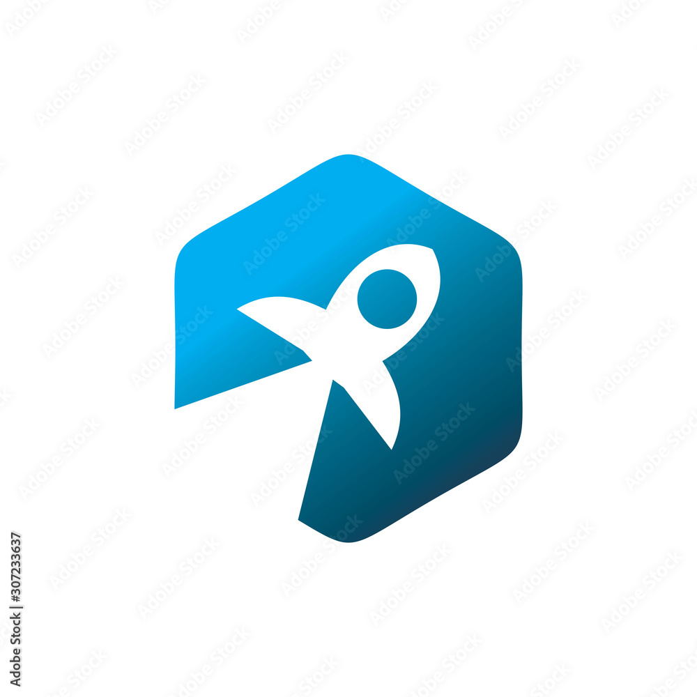 color hexagon rocket logo design color hexagon rocket logo design