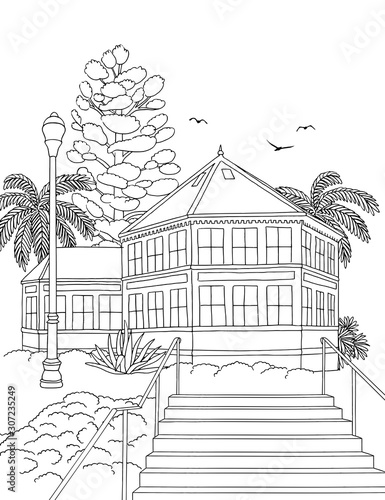 Hand drawn ink illustration of Sunnyside Conservatory