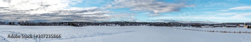 Panoramic view of a winter scene in Laurentides area Quebec