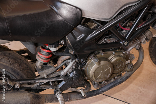 Motorcycle before repair or maintenance of the brake system.