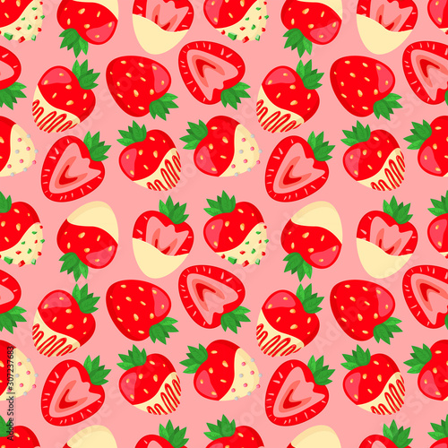 Vector chocolate covered strawberries pattern