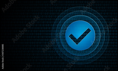 Digital check with ripples ''Pulse Effect'' technology success symbol