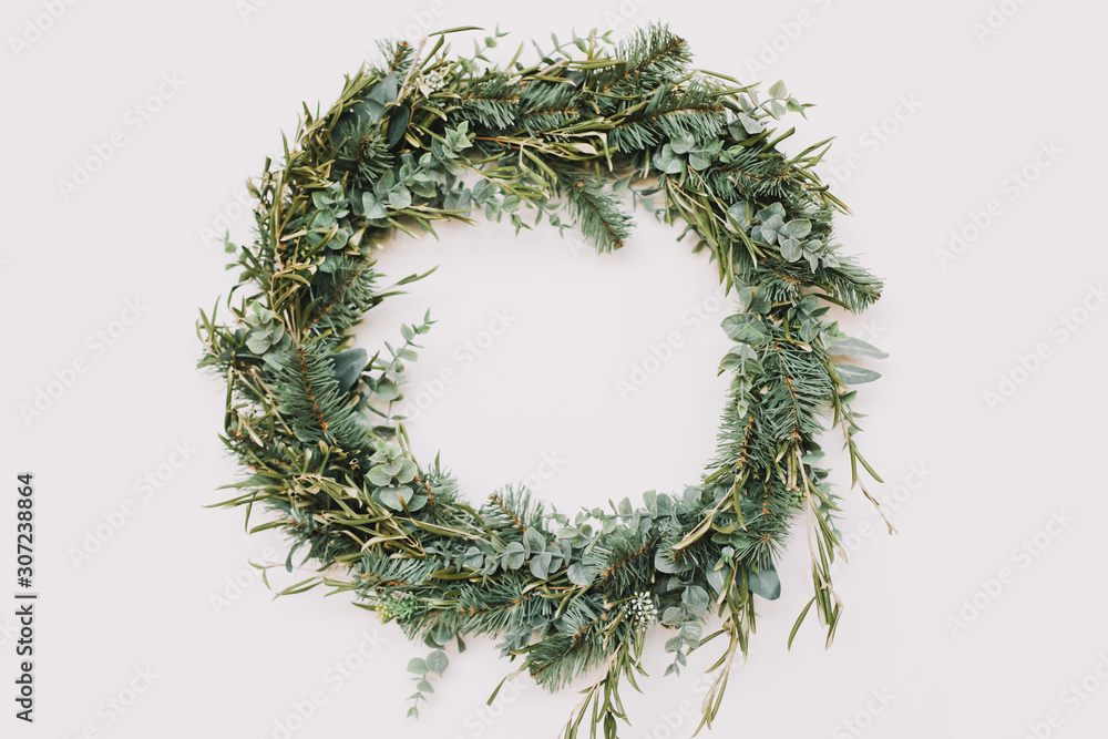 Wreath of spruce. Christmas decorations. Holiday concept. New Year holiday composition. Christmas wreaths in New Year interior. Wreath of spruce. Christmas decorations. Holiday concept. New Year holiday composition. Christmas wreaths in New Year interior.