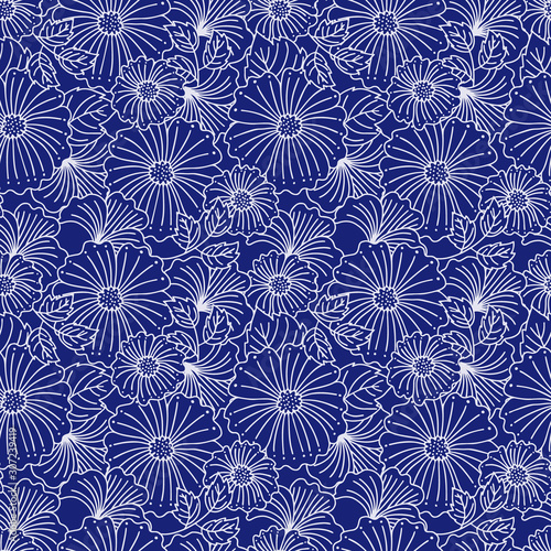 Flower contrast vector seamless pattern
