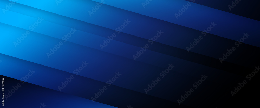 Abstract blue  simple color gradient background with dynamic straight shadow line