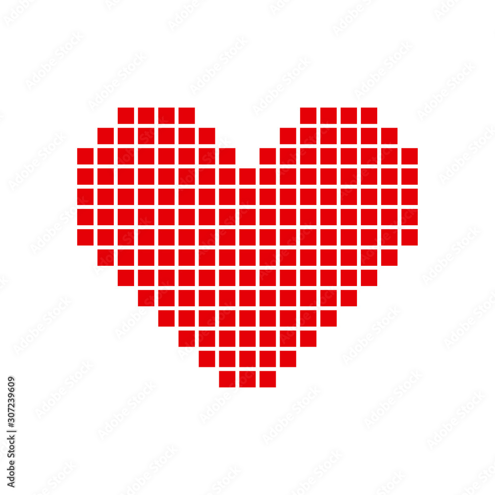 Obraz premium Heart icon. Red pixel vector drawing. Isolated object on a white background. Isolate.