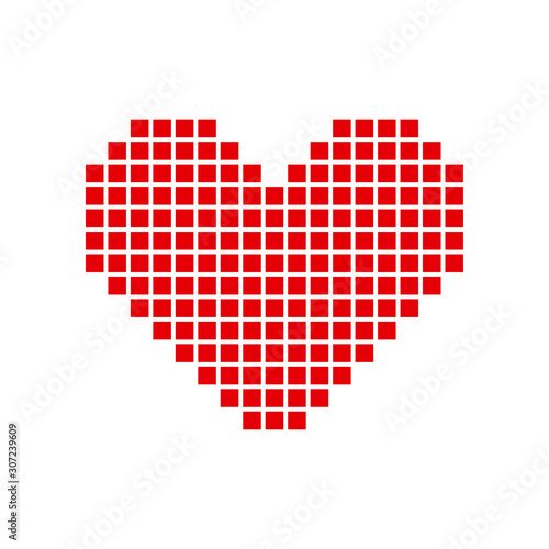 Heart icon. Red pixel vector drawing. Isolated object on a white background. Isolate.