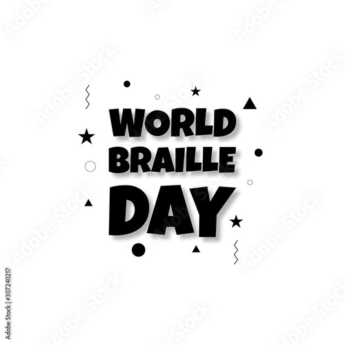 The background for World Braille Day in a minimalist modern style and vintage memphis elements in black and white. This background is used for posters, banners, flyers and leaflets.