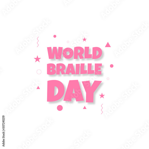 The background for World Braille Day in a minimalist modern style and vintage memphis elements in black and white. This background is used for posters, banners, flyers and leaflets.