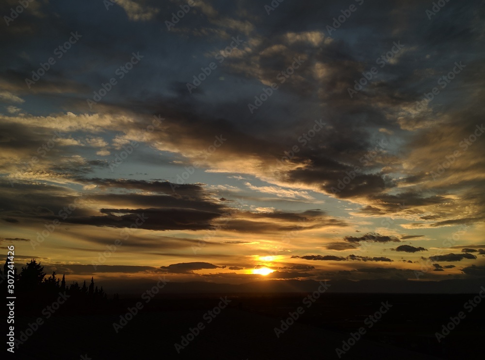 Fototapeta premium sunset ,sun horizon,sky,clouds,multi colored,beauty