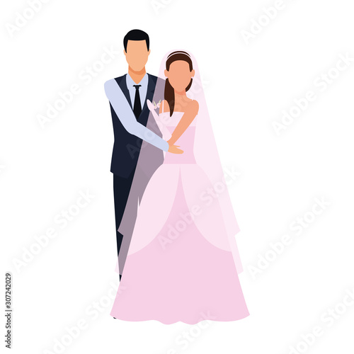 avatar elegant groom and bride icon