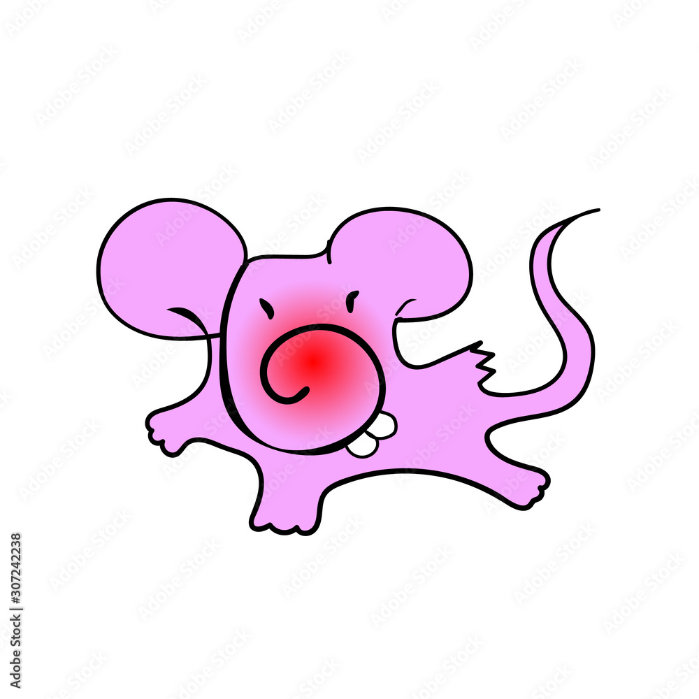 Anime style, cuneiform pink cute mouse, rat cartoon flee. Chinese Zodiac Sign, Happy New Year 2020 year isolated. Vector illustration. Anime style, cuneiform pink cute mouse, rat cartoon flee. Chinese Zodiac Sign, Happy New Year 2020 year isolated. Vector illustration.