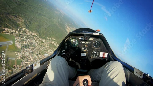 POV of pilot flying small private jet or glider photo