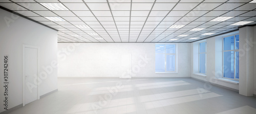 big empty white room office with three windows 3                                                              .                                                                          .