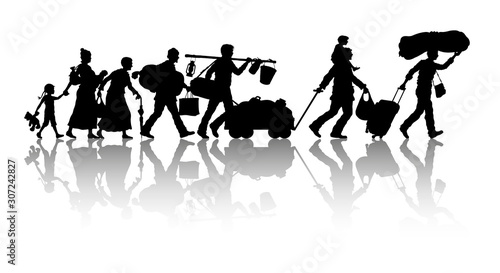 Refugees silhouette