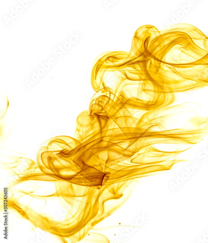 Yellow smoke on white background