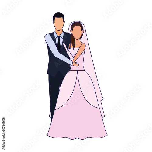 avatar elegant groom and bride icon