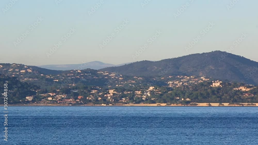 Panoramic view of the Saint Tropez bay in South of France.