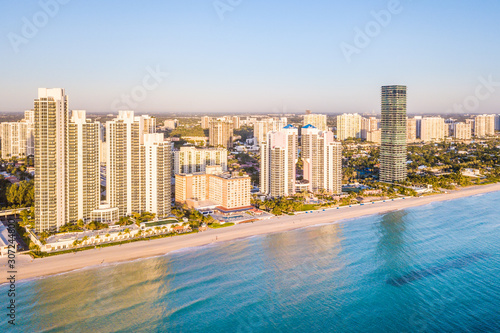 Aerial panorama of skyline at waterfront of South Florida © oldmn