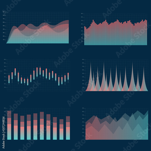 Business chart collection. Set of graphs.