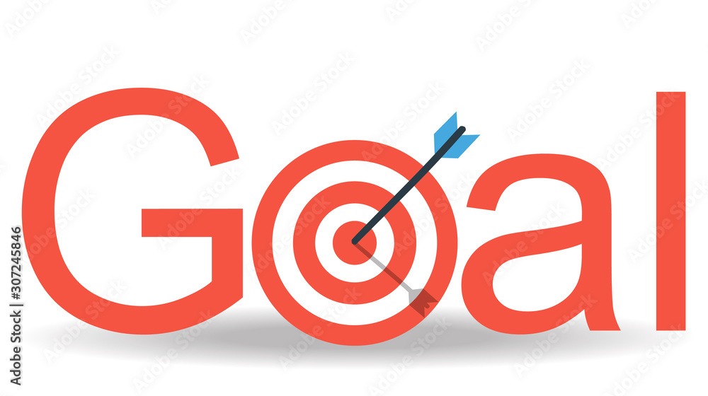 Business concept illustration, Target with an arrow, hit the target, goal achievement Business concept illustration, Target with an arrow, hit the target, goal achievement