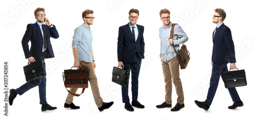 Set of men with briefcases ...